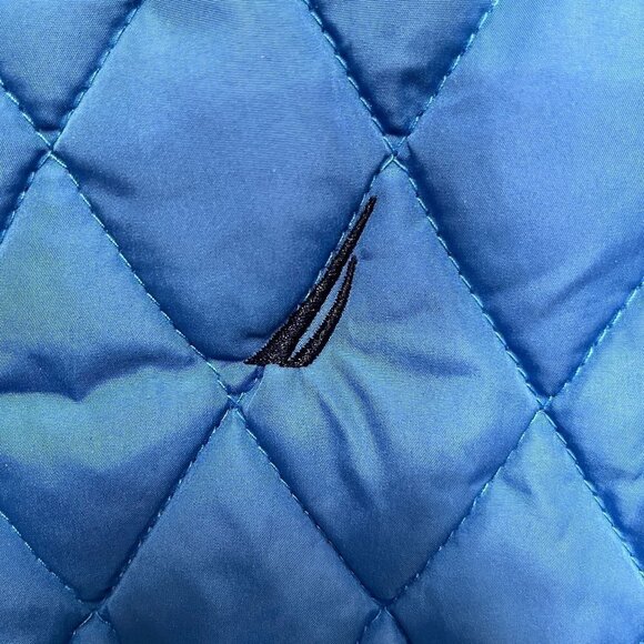 Nautica womens mens blue puffer jacket with hidden hoodie‎ - Picture 10 of 11